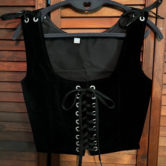 Renaissance Festival Tops - Velvet Lace-Up Vest/Top